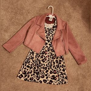 Leopard Print Dress with Pink Jacket